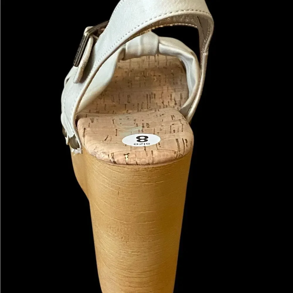 Kork-Ease | Korks Dawson Wedge Sandals | Studded platform Off White Sandals NWOB